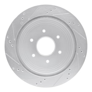 Nissan Titan Brake Rotor (1) - Rear Right - R1 Concepts - Drilled & Slotted - Silver - `17-`24